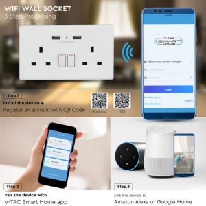 WIFI Wall Socket BS - compatible with Amazon Alexa and Google Home