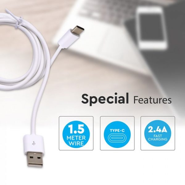 1.5M Type-C USB Cable White