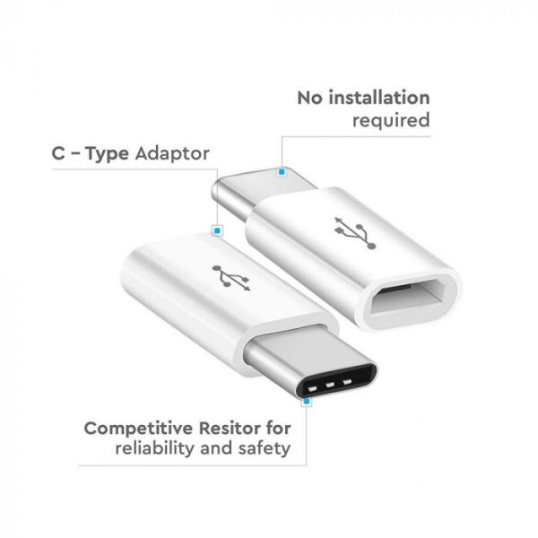 Micro USB to Type-C Adaptor White