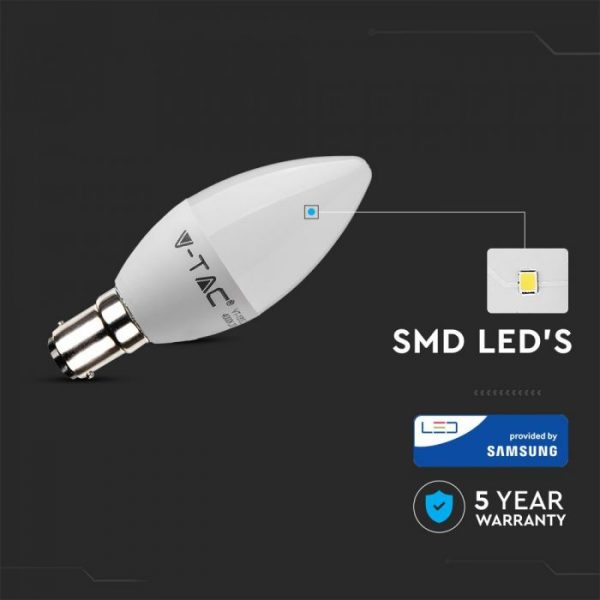 5.5W Plastic Candle Bulb Dimmable with Samsung Chip 3000K Warm White