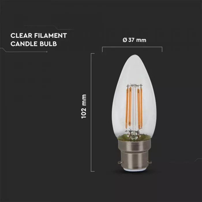 4W Candle Filament Bulb - Clear Cover