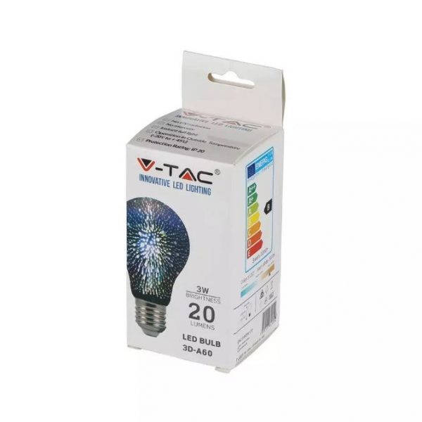3W A60 LED 3D Filament Bulb