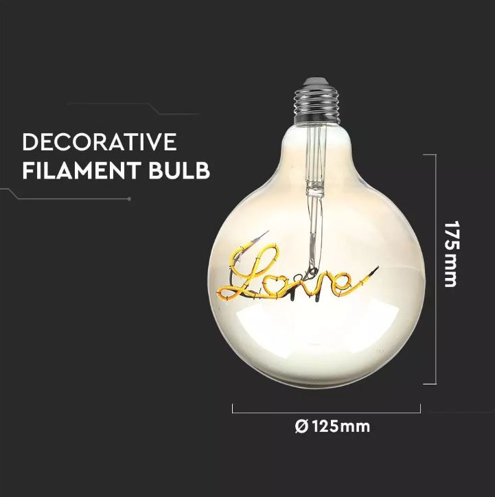 5W LED G125 LED FILAMENT BULB - Smokey Glass