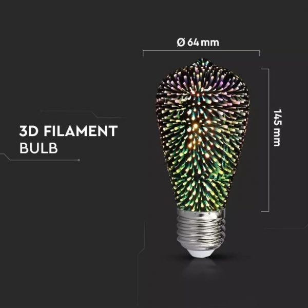 3W ST64 LED 3D Filament Bulb
