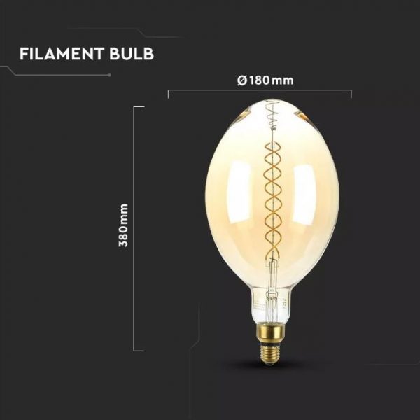 8W BF180 LED Amber Double Filament Bulb Dimmable