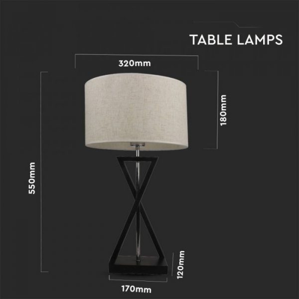 Designer Table Lamp Ivory Round Lampshade - Black Metal Base, Switch, E27 holder
