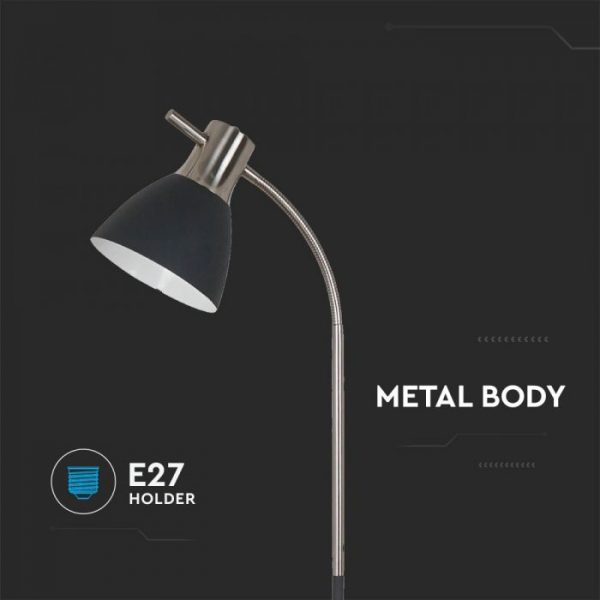 Designer Floor Lamp with Switch Black-Chrome E27