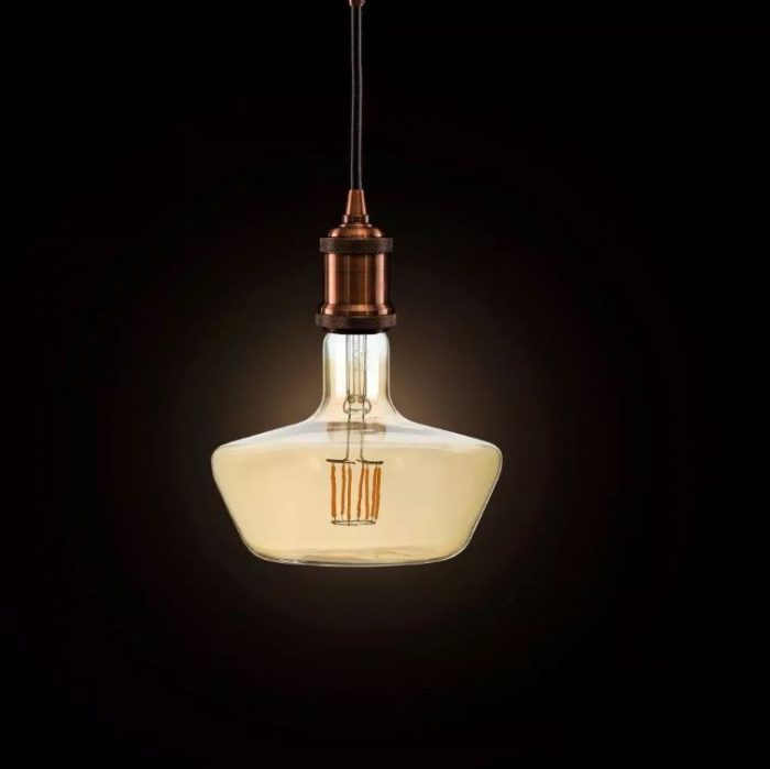 8W T180 LED Filament Bulb Amber Glass