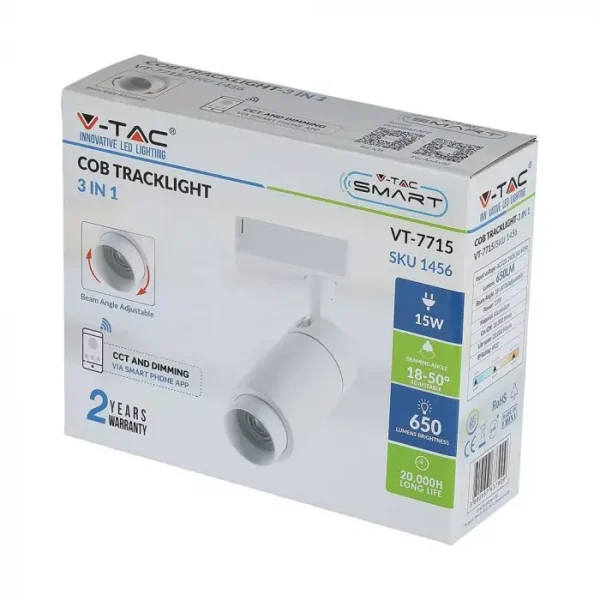 15W Smart Tracklight with color changing CCT Dimmable via App - White