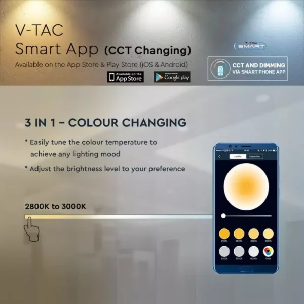 15W Smart Tracklight with color changing CCT Dimmable via App - Black