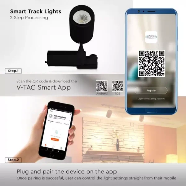 35W Smart Tracklight with color changing CCT Dimmable via App - Black