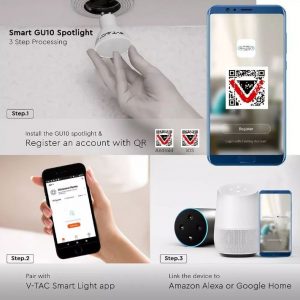 5.5W LED GU10 Smart Spotlight RGB+ CCT 3in1 – Compatible With Amazon Alexa And Google Home