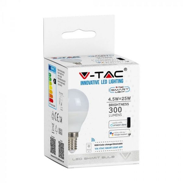 LED Bulb 4.5W E14 P45 SMART RGB, White, Warm White