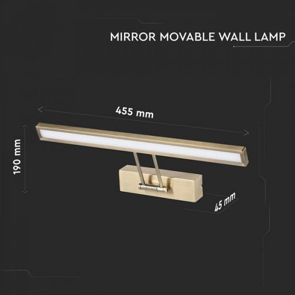 8W LED Mirror Movable Lamp Chrome/ Golden 45cm