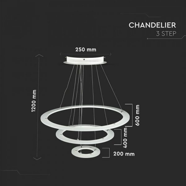 70W Soft Light Chandelier Slim 3 Step Dimmable