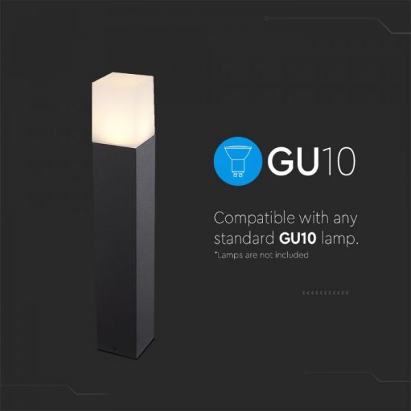 GU10 Garden Floor Lamp Aluminium Body Square Black 50CM