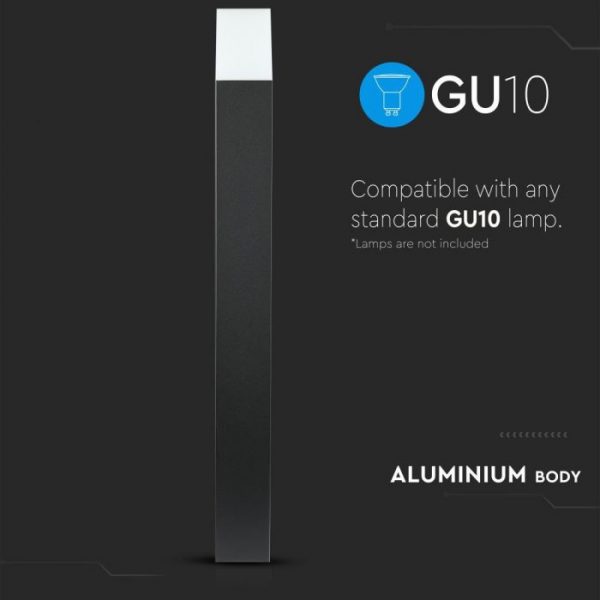 GU10 Bollard Lamp Aluminium Body Square 80cm
