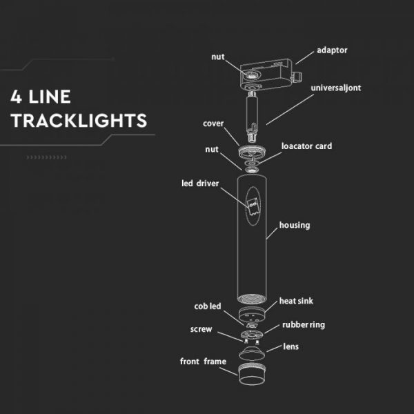 7W LED COB 4 Line Tracklight High CRI
