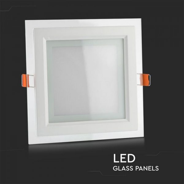 12W LED Slim Glass Recessed Panel with Driver Square 160mm