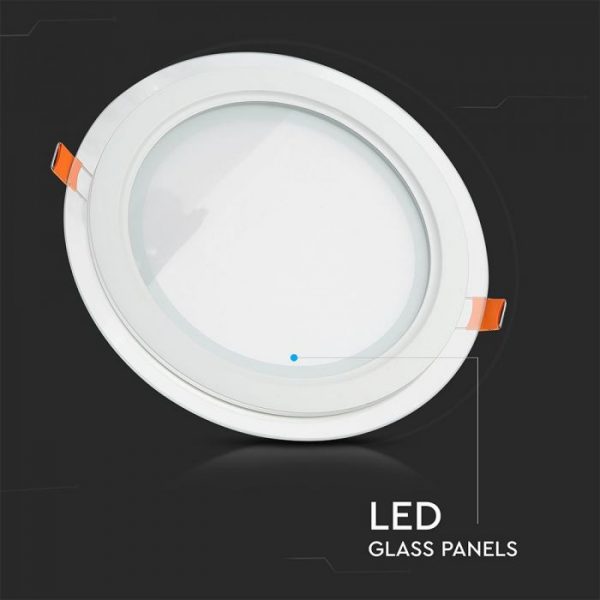 18W LED Glass Recessed Panel Round 198mm