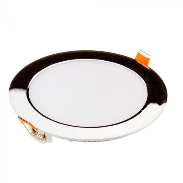 18W LED Slim Recessed Panel with Driver - Round - Chrome - 225mm