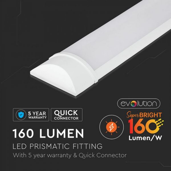 30W LED Slim Batten Grill Fitting 4ft/120cm 160 Lm/Watt