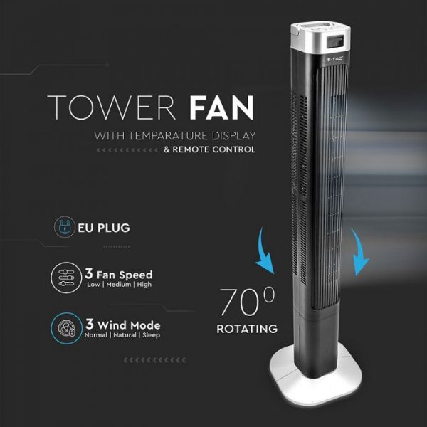 55W oscillating tower fan