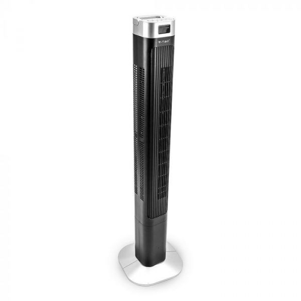 55W 3 Speed/ 3 Wind Mode Tower Fan with Remote Control - Black Silver - 46 inches - Prism Shape