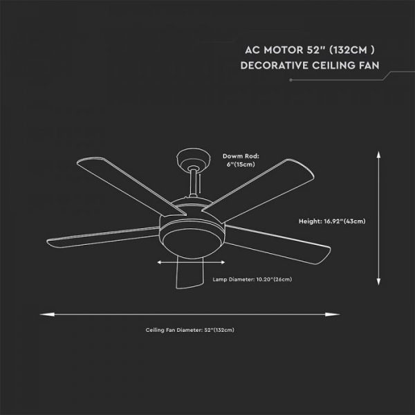 60W 3 Speed Ceiling Fan  5 MDF Double Color Blades
