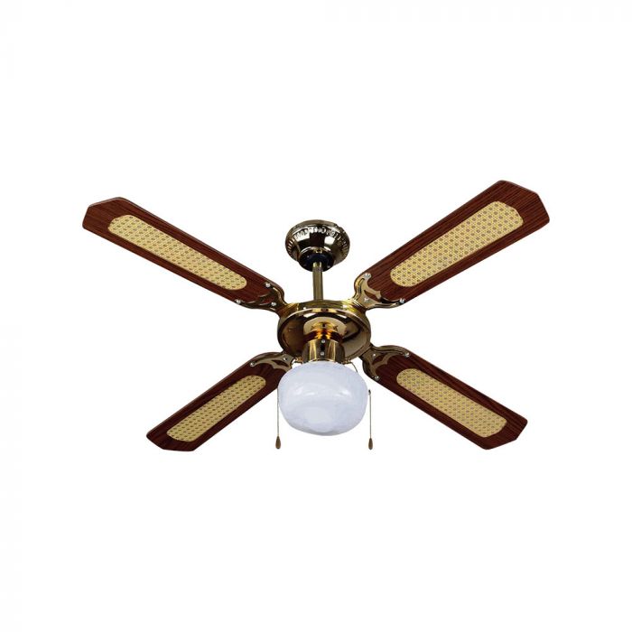 50W 3 Speed Ceiling Fan with Light Pull Chain - 4 MDF Blade with Cane and Double Color