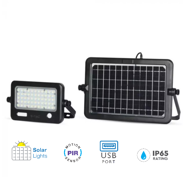 10W Solar Floodlight with PIR Sensor  and USB Port