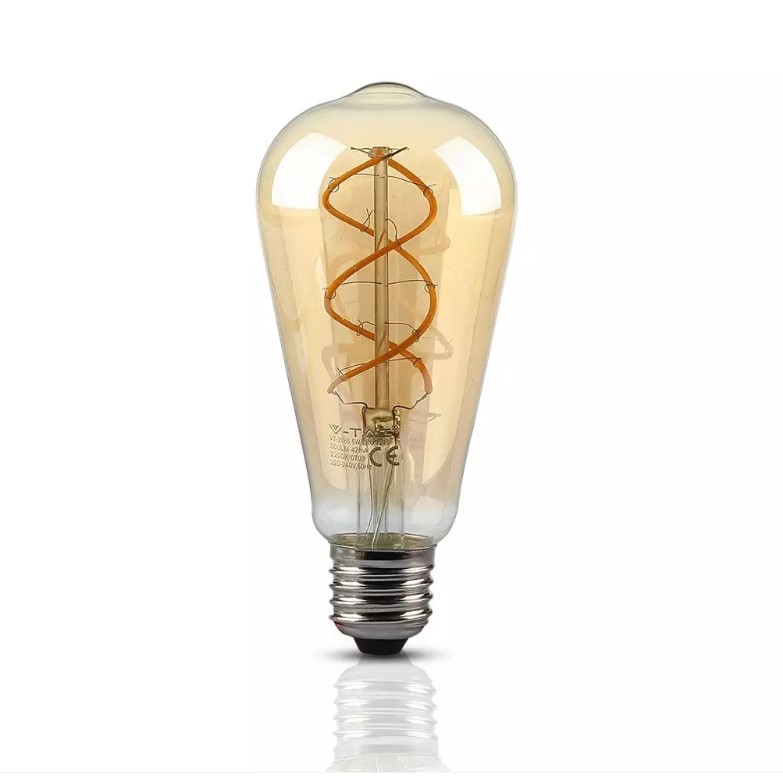 5W Amber LED Bulb Dimmable  Curve Filament  ST64