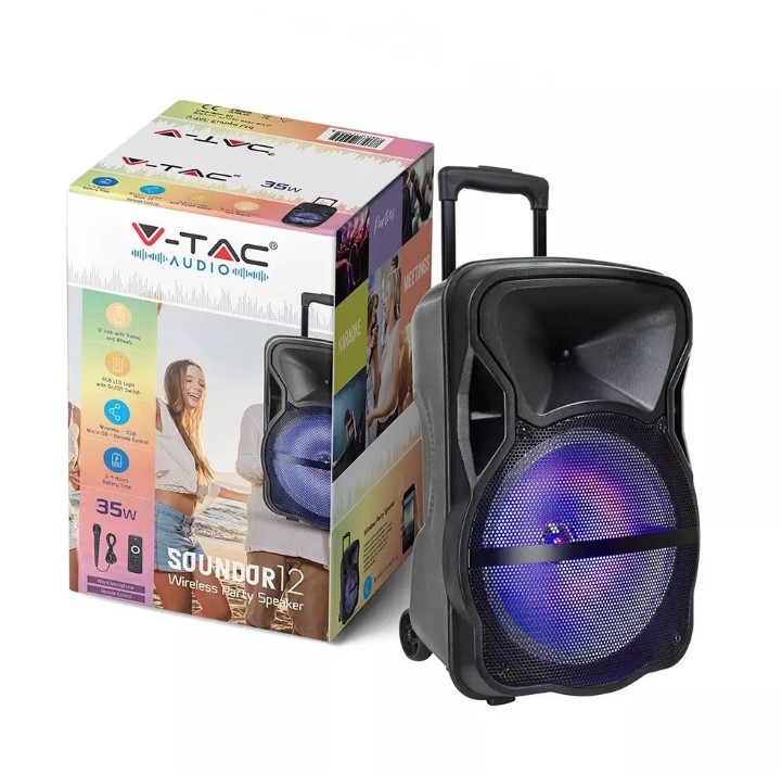 35W Rechargeable Trolley Speaker with Wired Microphone