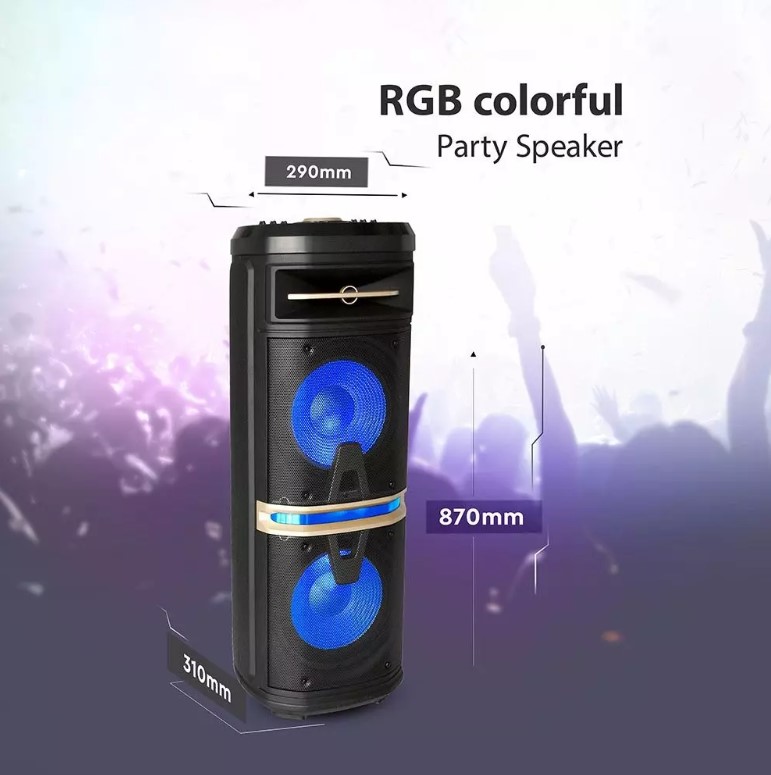 120W Rechargeable Trolley Speaker RGB  2 Microphones