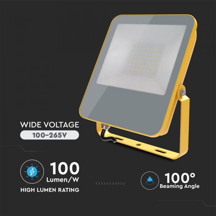 Dual Voltage 50W Samsung LED Floodlight Yellow Body Uk Site Light