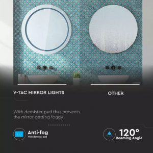 25W LED Round Mirror Light Anti-Fog 6400K 60cm