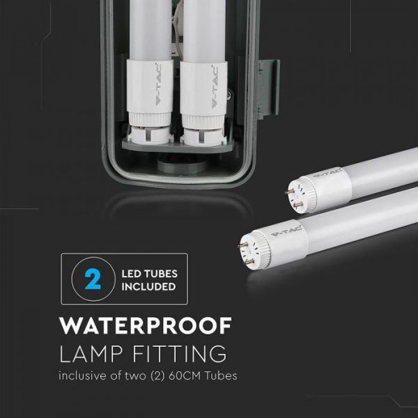 2 Feet Waterproof Fitting with 2 LED Tubes 2x10W IP65 (60cm)