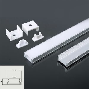 Shallow Aluminium LED Channel Square set 2000x17.4x7mm - Milky Diffuser Cover
