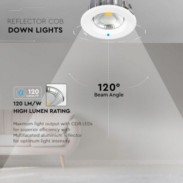 10W LED Reflector COB Downlight (120 Lm/W)