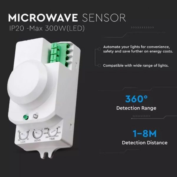 Microwave Sensor with Manual Override (for Max:300W LED)