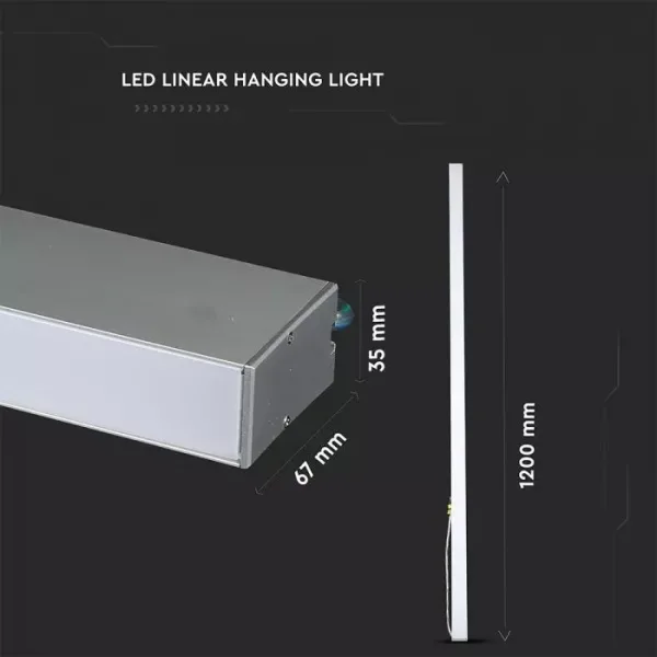 40W LED Linear Suspended Light Slim Silver
