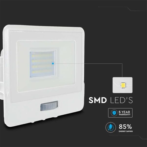 20W LED Floodlight PIR Sensor SMD Samsung Chip Black and White Body
