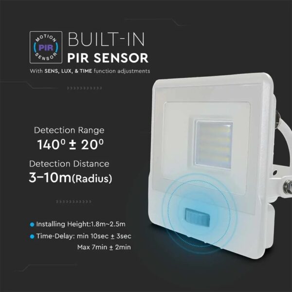 20W LED Floodlight PIR Sensor SMD Samsung Chip, 1m Wire