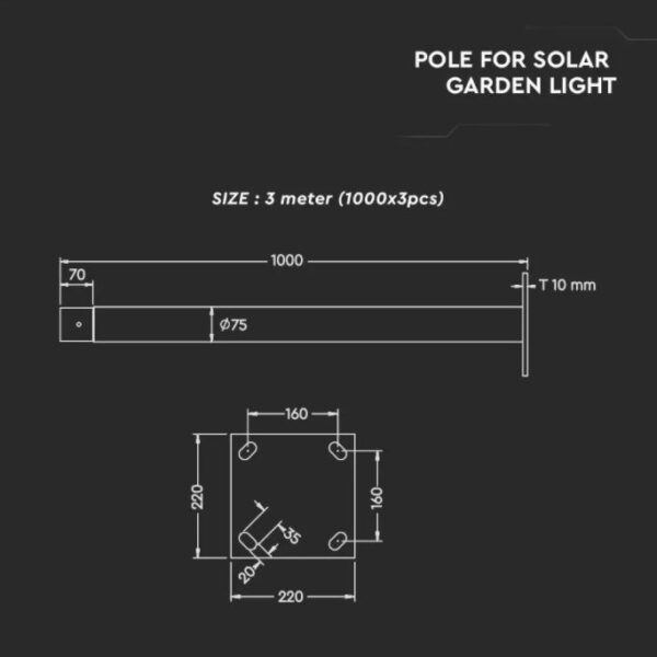 Pole for Solar Garden Light