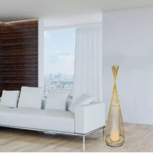 Wooden Floor Lamp With Rattan Lampshade E27 D:400*1000mm