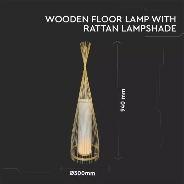 Wooden Floor Lamp With Rattan Lampshade E27 D:400*1000mm