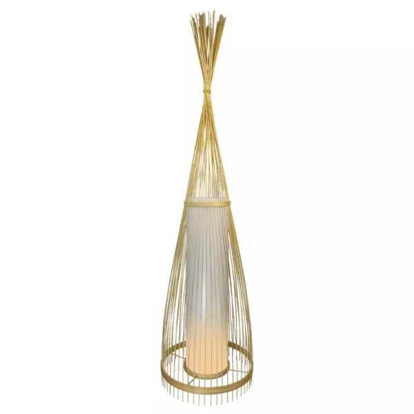 Wooden Floor Lamp With Rattan Lampshade E27 Holder D:400*1000mm