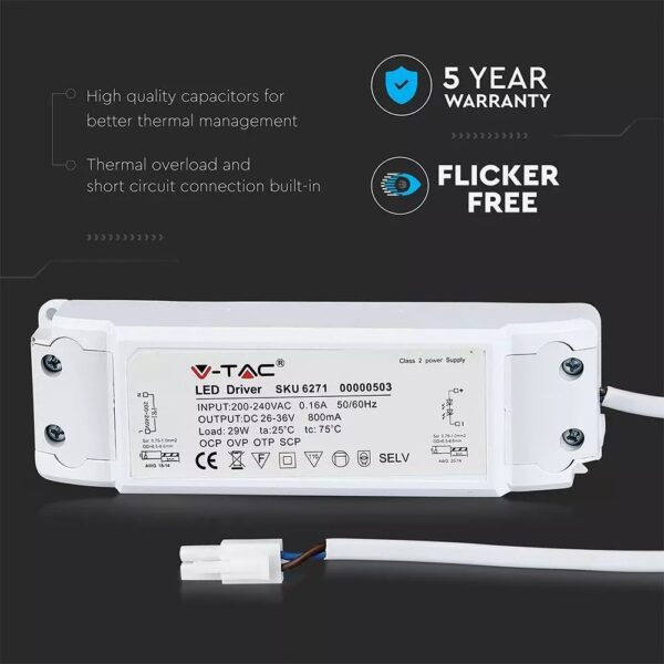 29W Non Dimmable Driver For Led Panel-Flicker Free