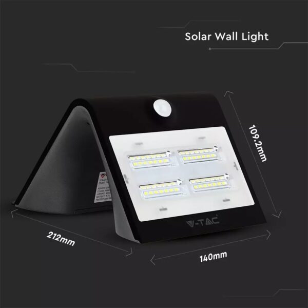 3W Led Solar Wall Light 4000k+3000k-Black Body