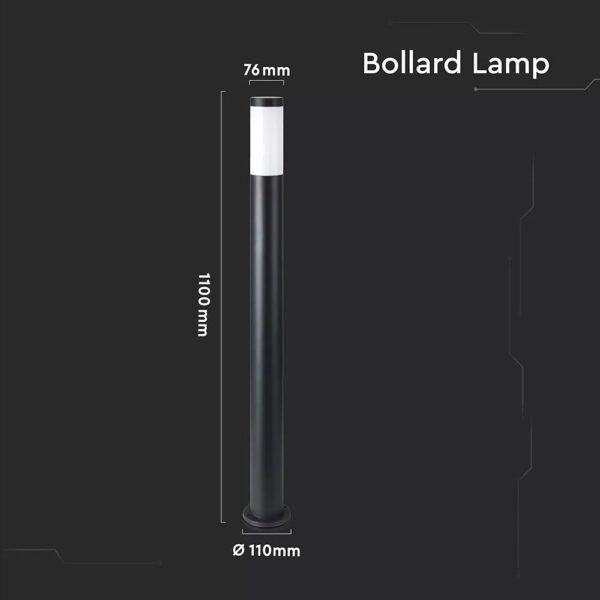 Bollard Lamp-Stainless Steel Body(110cm)E27 Black-Ip44